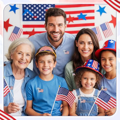 Sayglossy 30 Sets Christian 4th of July American Flag Pins with Card Patriotic USA Flag and Cross Lapel Pins Bulk with Bible Verse Cards Religious Military for Independence Day Veterans 250th Gifts - style: Usa Flag