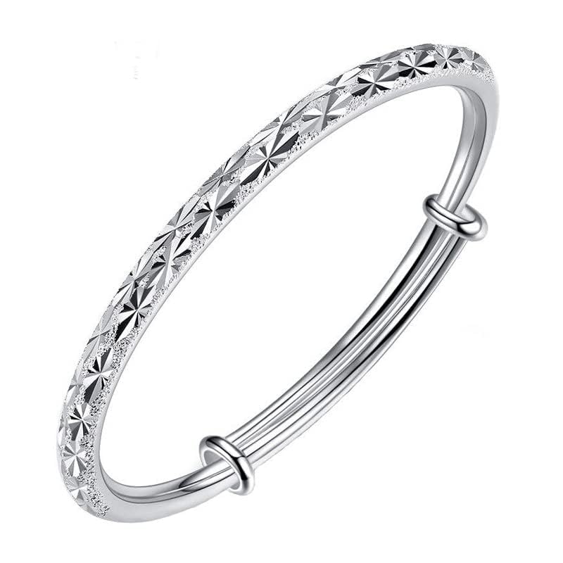 925 Sterling Silver Bracelet Plated Cuff Bangle Bracelet Fashionable Multi-layer Cross Wire Bangle Bracelet Open Adjustable Wide Cuff Bracelet for Teen Girls Fashion Jewelry - color: 05
