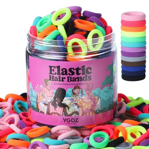 YGDZ Cotton Mini Hair Ties and Ponytail Holders Set for Toddlers and Kids: 300PCS Seamless Elastic Multicolor Bands, Hair Accessories for Little Girls - color: Dark color