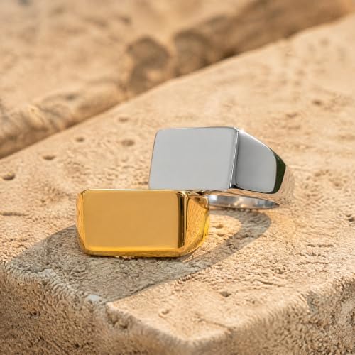 PCY Stainless Steel Gold Plated Men Women Band Ring - color: 11mm Gold DFX
