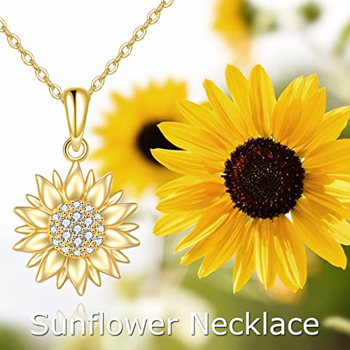 KECHO 14k Yellow Gold Sunflower Jewelry for Women, Fine Gold You are My Sunshine Jewelry Gifts for Her - style: Sunflower Necklace