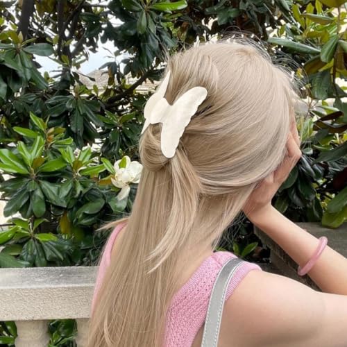 2Pcs Hair Claw Clips for Women Cute Hair Clips Accessories Ideal Gift - color: White and Light Purple