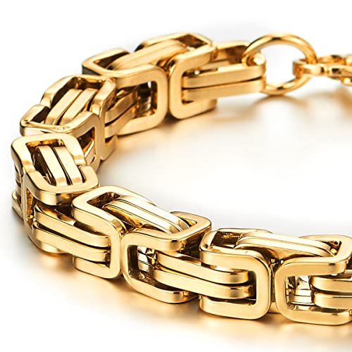 COOLSTEELANDBEYOND Mens Women New Stainless Steel Braided Link Bracelet Polished - color: G-Metal Color: Gold