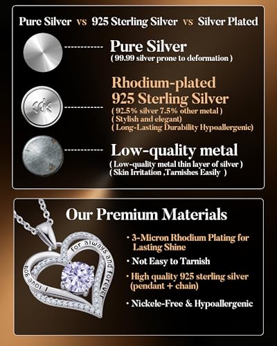 CDE S925 Silver Engraved Forever Love Heart Birthstone Necklaces for Women | 5A CZ,Hypoallergenic,Nickel-Free & Lead-Free Pendant,Anniversary Christmas Wedding Birthday Gift for Wife Girlfriend - color: 06-June, style: White Gold Plated