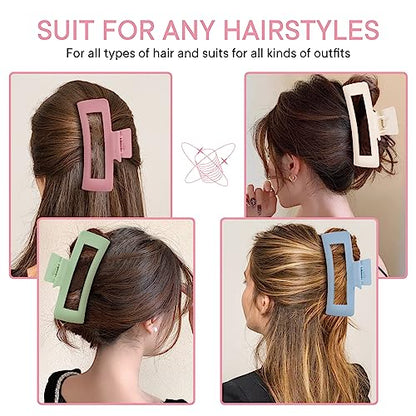 XL Claw Hair Clips (Matte) - 4 Pack Jumbo Non-Slip Clips for Long, Thick, Curly Hair - Women's and Girls' Hair Accessories - color: Style2