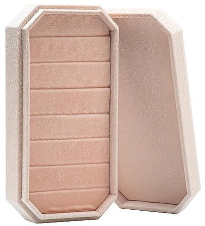 Velvet Ring Organizer Display Tray Jewelry Box Earring Holder Case | for Wedding Birthday Christmas Day (Light Pink) - color: Light Pink