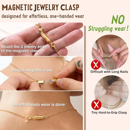 Extra Strong Magnetic Necklace Clasps and Closures, Necklaces Separator for Layering Stacks, Necklace Chain Extenders for Women, Magnet Detangler Clasp Bracelet 10Pcs 16K Gold Plated - color: 10Pcs-16K Gold Plated
