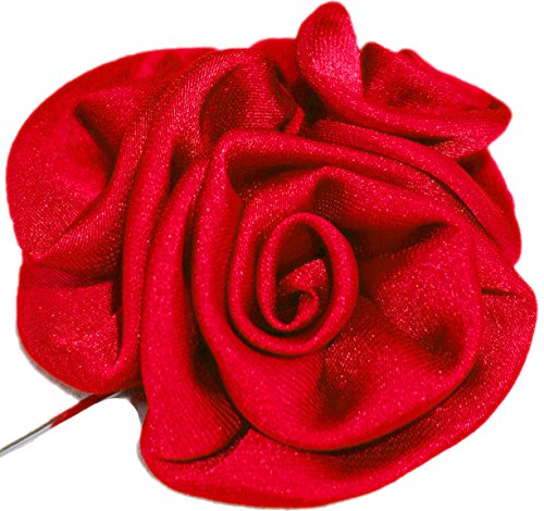 Gentleman's Essentials Premium Handmade Flower Lapel Pin Boutonniere - color: Candy Red [Bouquet]
