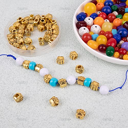 AUEAR, 50 Pack Paw Prints Bead Dog Footprint Beads for DIY Crafts Jewelry Making Silver Gold - color: Silver & Gold, size: 50 Pack