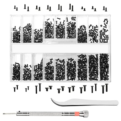630 Pcs Tiny Micro Repair Screw Kit Eyeglass Sunglass Repair Kit with Screwdriver for Repair Spectacles, Watch, Jewelry