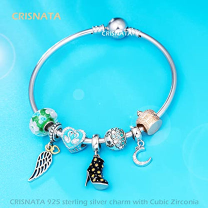 26 Letter Pendant Charms, Polished 925 Sterling Silver Complete Initial A-Z Dangling CZ Stone Alphabet Beads, fits European Bracelet Necklace, Gift for Mother/Father/Daughter/Son/Sister/Aunt - color: Letter C CZ Pendant Charm