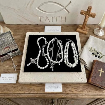Layered Faux Pearl Cross Choker Necklace for Women, Silver-Tone | Zinc alloy stacked gothic jewelry, adjustable extended chain, vintage Y2K emo punk style accessories