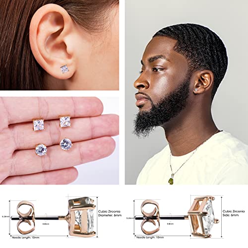 Earrings Holy Stud Earrings for Girls/Women, Sliver Gold Wedding Earrings for Bridesmaids - color: 6mm Square Base|Gold