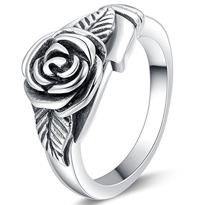 Jude Jewelers Retro Vintage Stainless Steel Flower Rose Promise Statement Cocktail Party Ring