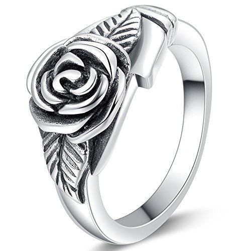 Jude Jewelers Retro Vintage Stainless Steel Flower Rose Promise Statement Cocktail Party Ring