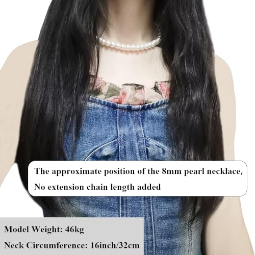Pearl Choker Necklace for Women, 4/6/8/10mm White Imitation Pearl Necklace, Round Faux Glass Pearl Necklace, Pearl Necklace, Elegant Wedding Parties Pearl Necklace - color: Diameter of Pearl 8mm