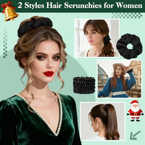 Dark Green Hair Accessories Kit for Women, 25 PCS Set Included Hair Scrunchies, Claw Clips, Bow Clips, Hair Brush and Headband Hair Gift Set for Women Girls