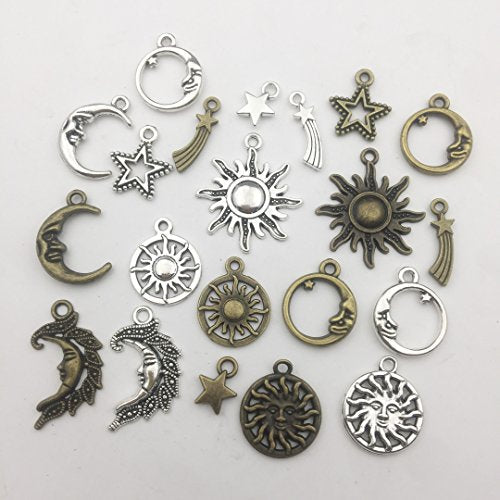 100g (About 80pcs) Craft Supplies Celestial Collection Charms Pendants for Crafting, Jewelry Findings Making Accessory for DIY Necklace Bracelet (M081) - color: M081