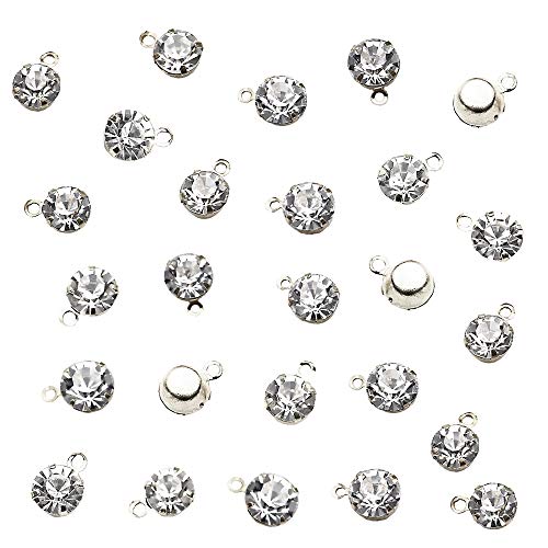 100 Pcs Rhinestone Charm Pendants Birthstone Crystal Women Diamond Dangle Pendant for Earrings Necklace Anklet Bracelet Craftings Crafts DIY Jewelry Making Accessories 0.24" Silver Plated - color: Silver Tone, size: 0.24 inches