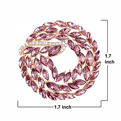Brooch Pins for Women Girls Fashion Flower Crystal Rhinestone Pearl Jewelry - color: purple