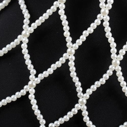 Pearl Body Chain for Women White Bead Mesh Cover Up Top Shoulder Shawl Statement Necklace Jewelry Costume - color: N1400-white pearl
