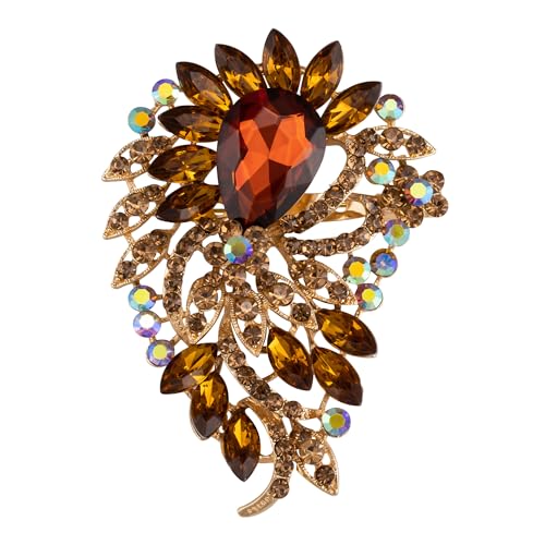 SELOVO Big Large Flower Statement Brooches Pins Scarf Decoration Gold Tone - color: Yellow