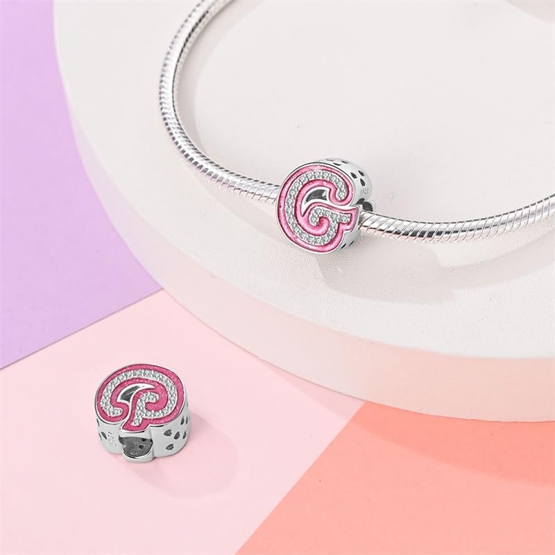 925 Sterling Silver Letter Charms Fits Pandora Bracelets Alphabet AZ Bead Charm for Bracelets Necklace with 5A Cubic Zirconia for Women Birthday Ceremony DIY Jewelry Gift - style: G