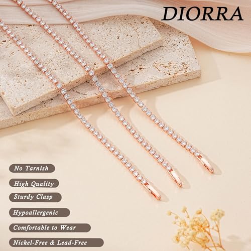 3mm/4mm Cubic Zirconia Classic Tennis Bracelet 14K Gold Plated/Silver Bracelets for Women Size 6.5-7.5 Inch - color: 3mm Rose Gold, size: 18cm/7.0IN