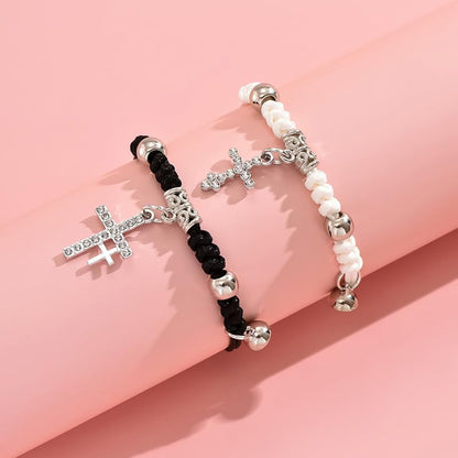 Matching Bracelets for Girlfriend Boyfriend, Couples Bracelets for Her Him, Matching Bracelet for Couples, Friendship Bracelets for Best Friends, Christmas Birthday Valentines Gifts for Women Men - style: Cross