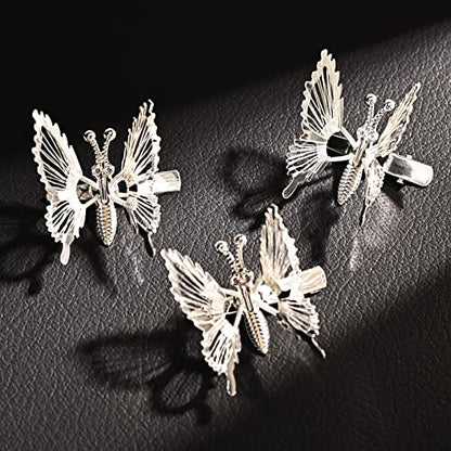 DEEKA 12 PCS Moving Butterfly Clips 3D Metal Gold Silver Black Moving Wings Butterfly Hair Accessories 90s Hair Clips Barrette for Women and Girls -4 Color - color: Gold/Silver/RoseGold/Black