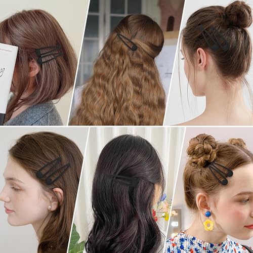 24 PCS 2.36 In Metal Snap Hair Barrettes For Women Water Drop Shape Hair Clips For Thick Thin Fine Hair,Matte Black - color: Matte Black