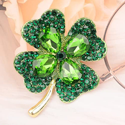 Lavender flower brooch crystal rhinestone tulip brooch elegant accessories jewelry women brooches and pins fashion jewelry wedding flowers lapel pin - color: Clover Leaf