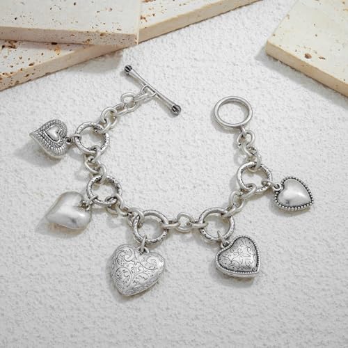 Gold & Silver Heart Chain Link Bracelets For Women - color: AMZ-SL22347A
