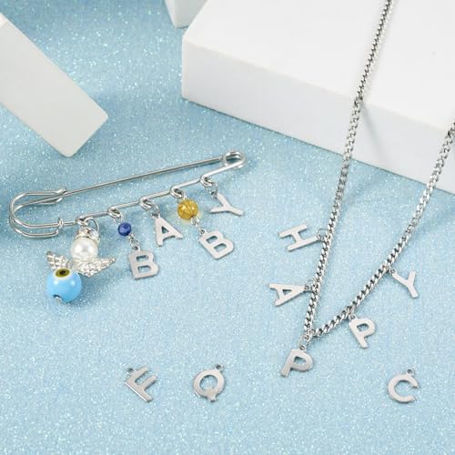 Craftdady Letter Charms Capital Pendants Mixed A-Z Initial Letter Number Charms DIY Bracelet Necklace Pendants for Jewelry Making, Gold, Antique Silver, Platinum - color: Stainless Steel Color