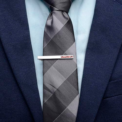 Men Crystal Tie Clip Tie Bar for Regular Necktie Silver In Gift Case | Purple/Blue/Red/Black/White Crystal Tie Pin for Men Business Anniversary Wedding Party Office Formal Daily Occasions Suit - style: Red Crystal