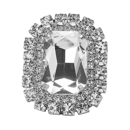 Sparkling Rhinestone Ring Bohemia Thick Large Oval Geometric Ring Square Princess Rings Fashion Heart Zircon Crystal Ring Prom Wedding Party Ball Rings for Women - color: White Square