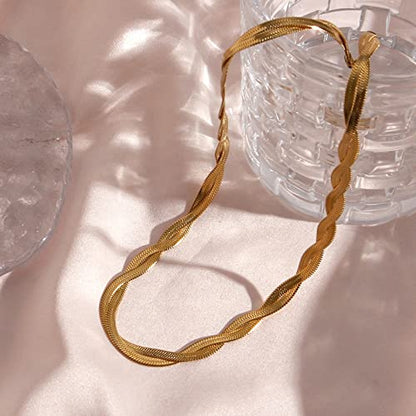 CHESKY 14K Gold/Silver Plated Snake Chain Necklace Herringbone Necklace | Gold Necklace for Women,layered Herringbone Necklace,1.5/3/5MM(W) 14"/16"(L) ,Mothers Day Gifts for Mom,Jewelry - color: gold, style: twisted