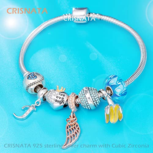 26 Letter Pendant Charms, Polished 925 Sterling Silver Complete Initial A-Z Dangling CZ Stone Alphabet Beads, fits European Bracelet Necklace, Gift for Mother/Father/Daughter/Son/Sister/Aunt - color: Letter J CZ Pendant Charm