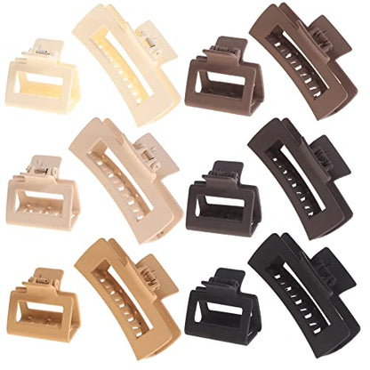 Alemaky 12 Pack Square Claw Clips, Big and Small Neutral Rectangle Hair Claw Clips, Non-slip Matte Large Hair Clips for Women,Strong Hold jaw clip for Thick Thin Hair (Neutral) - color: Mixed Neutral