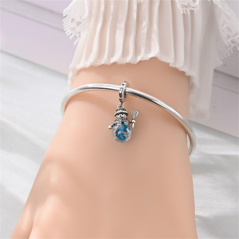 Charm for Bracelets and Necklaces, Heart Animals 925 Sterling Silver Bead Celestial Sun Moon Star Charms Jewelry Gift for Women Girls - color: Christmas Snowman Charm