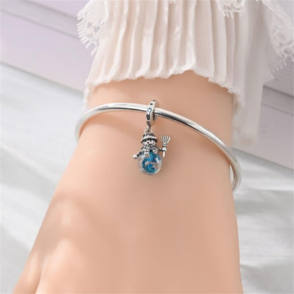 Charm for Bracelets and Necklaces, Heart Animals 925 Sterling Silver Bead Celestial Sun Moon Star Charms Jewelry Gift for Women Girls - color: Christmas Snowman Charm