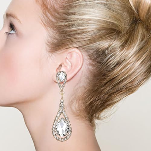 Elegant Crystal Rhinestone Teardrop Chandelier Wedding Bridal Dangle Drop Earrings - style: Style03