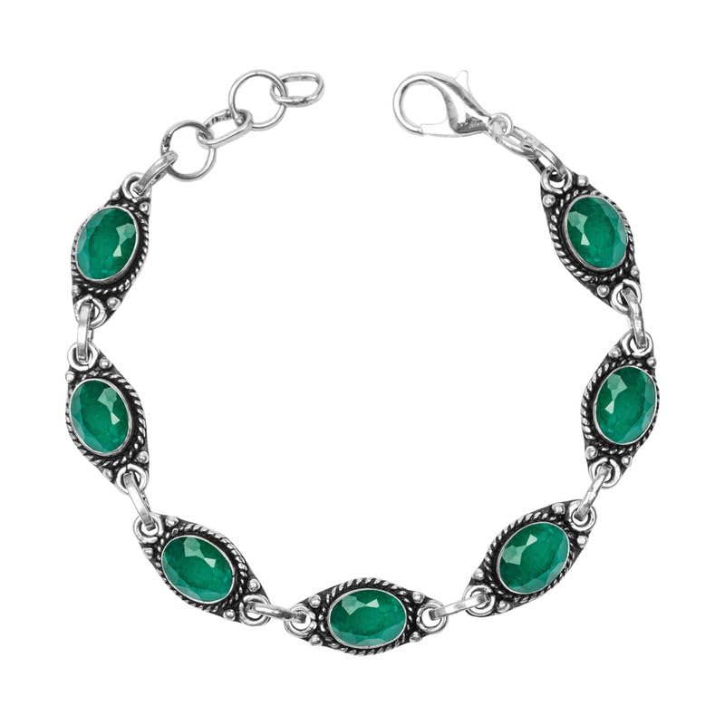 Gemstone Bracelet, Handmade Bracelet for Women, Silver Overlay Oval Gemstone bezel Silver Adjustable Bracelet, Gift