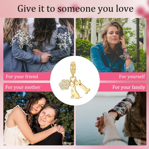 14K Gold Plated Charms for Bracelets Necklace Star Moon Cross Beads Woman | 925 Sterling Silver Charms Butterfly Cute Cat Dog Evil Eye Lucky Bracelet Beads Aesthetic Peandant Jewelry Gift for Mom - color: gold dog paw