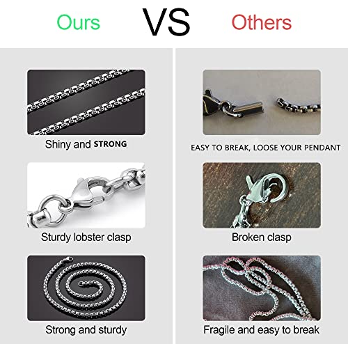 Square Rolo Chain Necklace Stainless Steel Round Box Necklace for Men Women/2mm-7mm/16Inch-36Inch - color: Stainless Steel-Silver, size: 28 Inches, style: 2 mm width