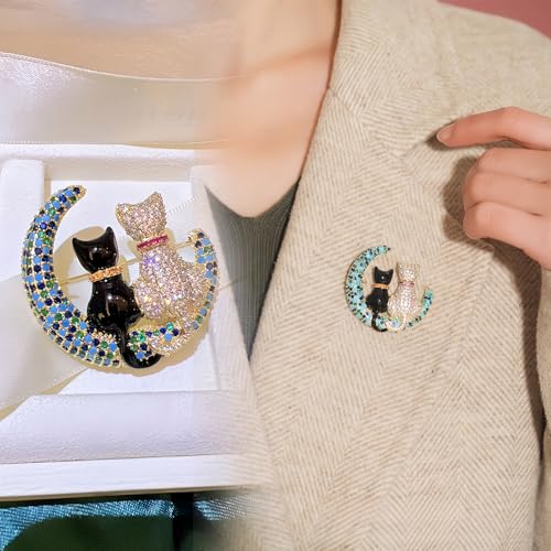 2pcs Rhinestone Brooch Pin for Women Dress Elegant Stylish Crystal Brooches Fashion Accessories Pins Lapel Boutonniere Ideas Wedding Christmas Birthday Jewelry Easter Gift - color: 04 Blue/Gold