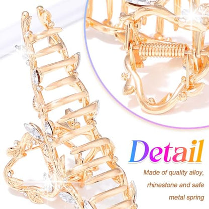 CAKURE Gold Claw Clip Rhinestone Hair Clips Large Fancy Hair Claw Clip Hair Accessories for Women (Pack of 2) (b-gold) - color: b-gold