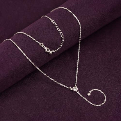 LeCalla 925 Sterling Silver CZ Necklace for Women Jewelry Lightweight Adjustable Lariat Zirconia Choker Y Chain Necklace - color: Round-Zirconia Y Necklace