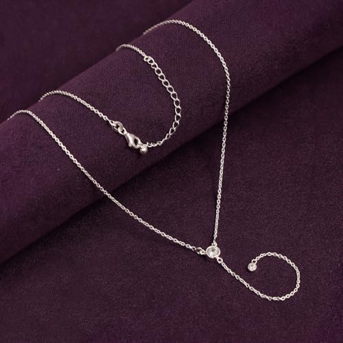 LeCalla 925 Sterling Silver CZ Necklace for Women Jewelry Lightweight Adjustable Lariat Zirconia Choker Y Chain Necklace - color: Round-Zirconia Y Necklace