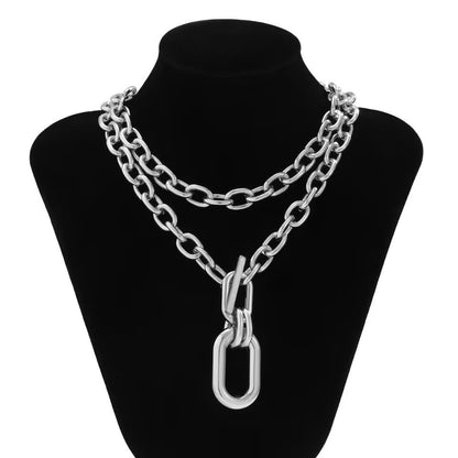 CSIYANJRY99 Chunky Gold Necklaces for Women,Multilayer Punk 80s Hip Hop Necklace,Layered Cuban Link Chain Statement Necklace 90s Freaknik Outfit Accessories for Women - color: Silver Larered Neckalce